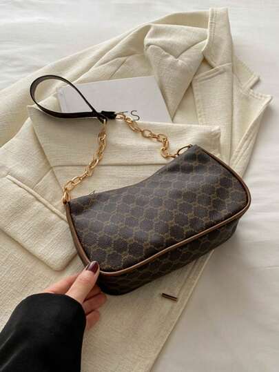 Bolso de hombro de cadena de moda, bolso de mano de alta calidad, bolso versátil de PU sencillo para primavera y verano 2024