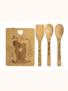 "Mother's Day Cutting Board Set - Non-Slip Bamboo Kitchen Gift For Christmas, Housewarming, Family Dinners | Personalized Engraved Boards For Mom, Grandma, Wife (Antibacterial & Easy Clean)" - Ginger - View 10