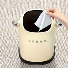 1PC Stylish Large-Capacity Trash Bin – Bathroom Waste Basket, Silent Close, Office Luxury Recycling Container, Study Desk Storage Bucket, Bathroom Accessory