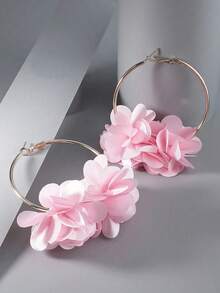 1 Pair Bohemian Flower Circle Earrings, Girls Holiday Decoration Accessories, Festival Gift - Multicolor - View 1