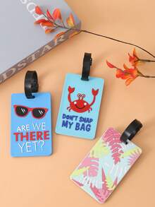 3pcs/1pc Luggage Tag, Bright Color Name Card Holder, Unique Travel Luggage Tag, Suitcase Identification Tag For Female Male Interesting Luggage TagLuggage Tag Travel Accessories Travel Essentials Travel Organizer For Beach Summer Vacation Back To School
