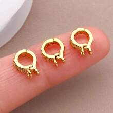 1/3/5pcs Real 18K Gold Plated Brass Zirconia Bail Bead Spacer Buckle Connectors Spring Buckle Clasp Clip Buckle For DIY Jewelry Making Finding Bracelet Necklace Pendant
