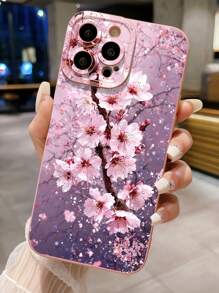 1 pieza Funda de teléfono a prueba de golpes con diseño de flor y rama seca, compatible con Apple, Galaxy, Infinix, Redmi, OPPO, VIVO, Realme