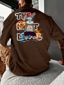 Shirt Oversized Streetwear T-Shirt Rabbit Rabbit Bear Streetwear Skateboard REF 7188 FLUXOGEEK - Óxido marrón - Ver 5