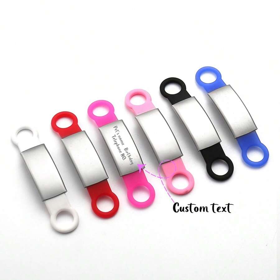 Đồ dùng cho thú cưng được khắc theo yêu cầu - Có thể khắc văn bản, tên, số điện thoại, ngày sinh, 1 thẻ chó tùy chỉnh có thể khắc thông tin chống thất lạc, mặt dây chuyền vòng cổ cho thú cưng, phụ kiện vòng cổ bằng silicon - Màu xanh lam - Xem 1