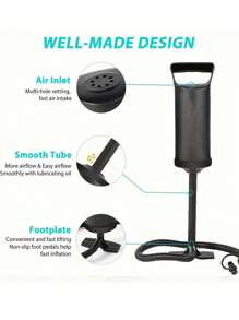 1pc Portable Manual Air Pump, With Three Types Of Diameter Valve Procurement Product Connectors, Suitable For Air Beds, Swimming Rings, Swimming Pools, Toys, Balloons And Boats