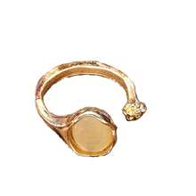 9pcs Asymmetrical Gemstone Crystal Agate Freeform Cats Eye Bloom Split Rings