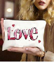 1pc Multi-Function Canvas Zipper Bag - Perfect For Snacks, Cosmetics And School Supplies | Designed | Ideal Gift For Friends Graduation - Multicolor - View 2