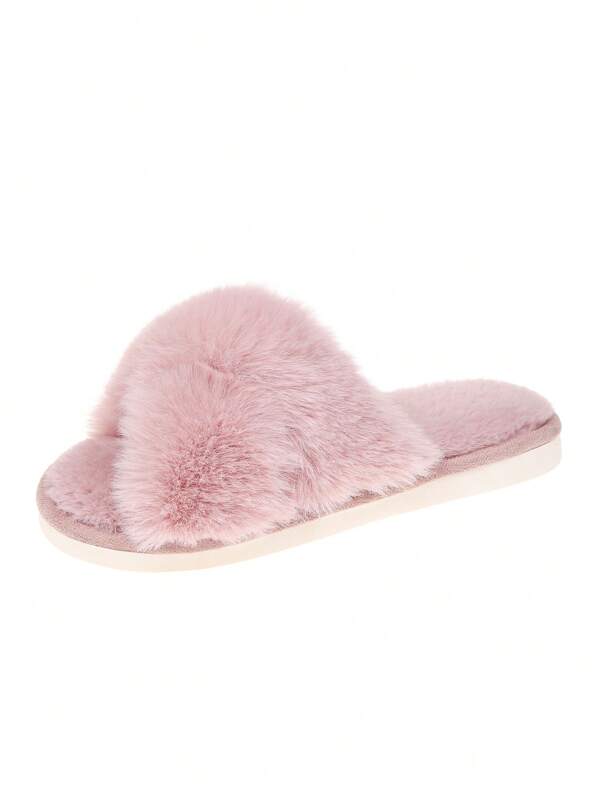 Women's Plush Cross Band Warm And Lightweight All-Season House Slippers