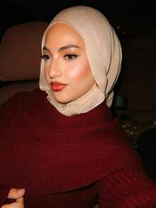 1 Chiếc Khăn Choàng Hijab Nữ Màu Trơn Chất Lượng Cao, Thoải Mái, Mềm Mại Và Thoáng Khí, Thích Hợp Để Mặc Hàng Ngày Cho Abaya - Nhiều màu - Xem 1