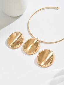 3 件套金属不对称几何项链优雅别致百搭时尚欧美风格日常配饰颈链套装