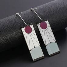 1 par de aretes personalizados con el estilo de Kamado Tanjirou del anime, con el diseño del borde de la espada asesina de fantasmas, para uso diario