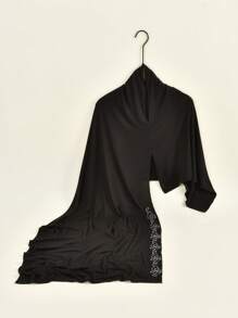 1 Stück Einfarbiger weicher Lässig-Kopfschal mit Strass für Frauen, Hijab-Schal für Abaya