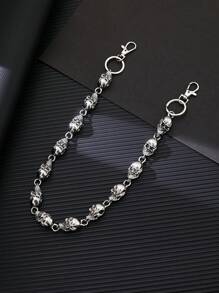1 pieza Cadena de mezclilla con calavera de metal unisex, Cadenas de cintura de esqueleto punk rock góticas, accesorio genial
