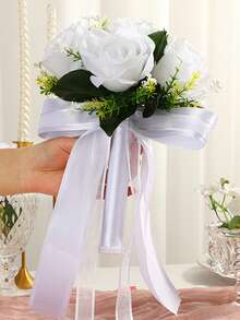 1 Buquê de Rosas Artificiais de Seda para Decoração de Casamento, Chá de Panela, Centro de Mesa e Acessórios para o Dia dos Namorados - Multicolorido - Ver 5
