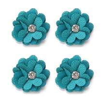 Paquete de 10 flores de encaje con perlas de 3,5 cm y 4 pétalos con rhinestones, flores multicapa DIY para decoración de bodas, fiestas y ropa - flores de cáñamo perlado - Ver 17