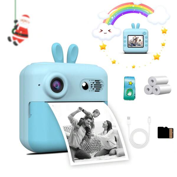 Fotocamera istantanea 1080p per bambini, fotocamera digitale per selfie, regalo di Natale e compleanno per bambine e bambini, schermo da 2,4 pollici HD, videocamera digitale portatile, giocattolo adatto per bambine di 4, 5, 6, 7, 8, 9, 10 anni