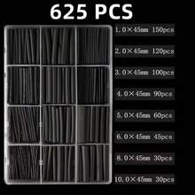625pcs/Set Heat Shrink Tubing Black Insulation Shrinkable Tube DIY Box Set - Black - View 1