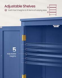 Bathroom Floor Storage Cabinet, Bathroom Storage Unit, Freestanding Cabinet With 4 Doors, Adjustable Shelves, 11.8 X 23.6 X 43.3 Inches - Màu xanh lam - Xem 4