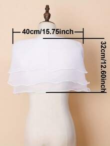 1pc European Style Bride Shawl, 3-Layer Tulle Capelet With Ruffle Edge And Bowknot Closure For Wedding Dress - White - View 7