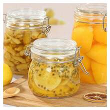 1 件玻璃密封罐，厨房储物瓶，用于泡菜、果酱、谷物、发酵食品、蜂蜜、密封罐 - 彩色 - 查看 5