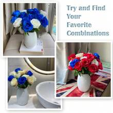 50 PIEZAS de Rosas Artificiales, Rosas Azul Oscuro Artificiales, Flores Falsas para Decoración DIY de Bodas, Centros de Mesa, Decoraciones, Fiesta de Despedida de Soltera, Día de San Valentín, Decoraciones para Baby Shower