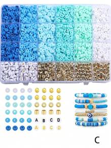 Conjunto de 2000 piezas de cuentas de arcilla rosa en tema de San Valentín, con conjunto de cuentas espaciadoras doradas de la serie oceánica, accesorios para pulseras DIY, juego de joyería con cuentas CCB. El color es aleatorio
