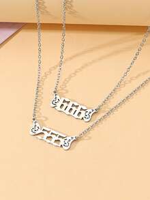 Goodwaro 1 pieza Collar de número angelical para mujer, colgante de número de acero inoxidable con alas de ángel, cadena de clavícula de bendición