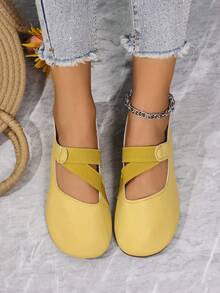 Women's Fashion New European And American Imported Soft Yellow Comfortable Versatile Slip-On Casual Granny Shoes Flat Round Toe Loafers, Suitable For Mothers