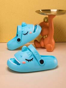 1 Pair Baby Girls Comfortable Fashion Casual Lightweight Cute Cartoon Beach Sandals, Suitable For Summer - Blue - View 3