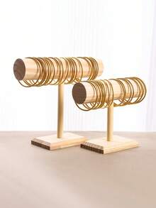 1pc Wood Bracelet Rack Display Stand, Multi-Layer Jewelry Organizer Holder For Bracelets, Watches, Necklaces - Multicolor - View 1