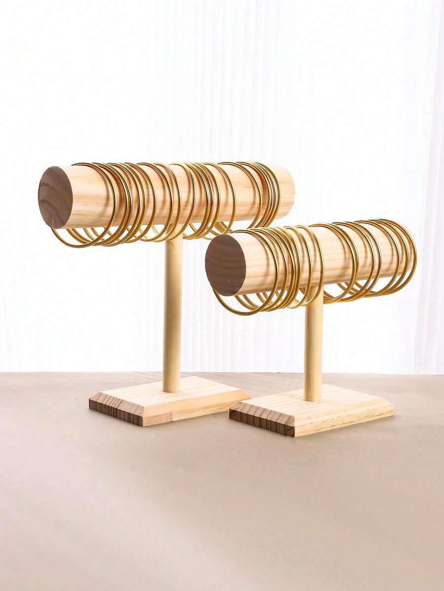 1pc Wood Bracelet Rack Display Stand, Multi-Layer Jewelry Organizer Holder For Bracelets, Watches, Necklaces - Multicolor - View 1
