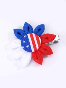 1pc USA Independence Day Star-Spangled Banner Printed Hair Clips For Girls - Bow Hairpin - View 3