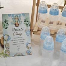 YESTARY YESTARY Bottle Chug Babyshower Games, Include 1 Bottle Chug Sign 12 Pcs 120ML Plastic Bottles Shower Favor Spring Bear Themed Shower Game Set For Gender Reveal Party