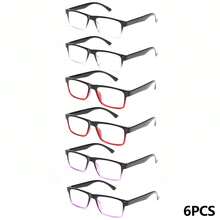6pcs Classic Square Reading Glasses, Black Frame With Gradient Color, Multiple Color Options, Comfortable Lightweight Frames, Daily Reading Glasses - Multicolor 2 - View 8