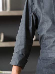 Premium Custom Gray Long Sleeve Chef Uniform, Double-Breasted Design, Soft & Comfortable Fabric, Breathable & Durable, Unisex, Suitable For F&B, Bakery, Hotel Kitchen, Restaurant, Cafeteria, Spring/Autumn/Winter, Washable & Durable - Grey - View 4
