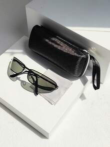 Oval Full Frame Eyeglasses + Zipper Eyeglass Case Set,Lightweight & Fashionable Glasses For Women And Men, Great Gift Choice