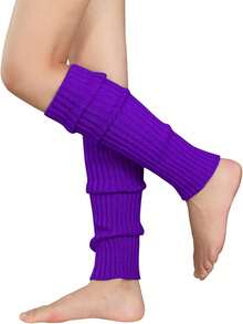 Women's Orange Leg Warmers, Neon Ribbed Leg Warmers, 80s/90s Party, Sports, Yoga, Y2K Style Fashion Accessory, Comfortable & Warm - Multicolor - View 8