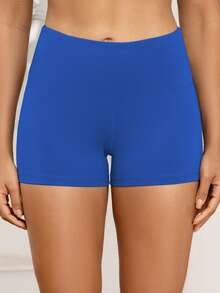 Short deportivo para mujer, unicolor, talle alto con cinturilla levantadora, cómodo y transpirable, estilo versátil para el verano