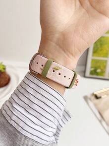 1 件女式粉色蝴蝶结樱桃花刺绣皮革表带，兼容 表带 38/40/41/42/44/45/49/(S10 42)/(S10 46) 毫米，兼容表带 S10/Ultra/Se/9/8/7/6/5/4/3/2/1，时尚可爱，INS 风格，表带，智能表带，母亲节/日常/派对礼物 - 粉色 - 查看 5