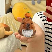 1 pieza Figura divertida de Capibara, Miniatura creativa y linda de Capibara con tarjeta positiva, Muñeco de peluche suave de Capibara, Decoración de personaje tejido inspirador para oficina, fiesta, hogar, regalo de graduación, regalo de boda, regalo para familia y amigos