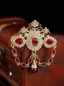 European-Style Fashionable Women's Brooch Featuring A Teardrop Design Adorned With An Array Of Floral Crystals And A Sparkling Crystal Pendant. This Women Exquisite Floral Brooch Is Ideal For Important Occasions Duch As Banquets And Ceremonies. - Multicolor - View 11