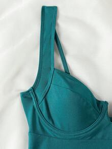 Traje de baño de una pieza con escote en V, en blanco y negro, de la marca Polovedo - Verde - Ver 4