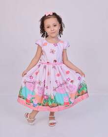 Children's Themed Party Dress For Galinha Pintadinha And Pepa - 乾枯玫瑰色 - 查看 2