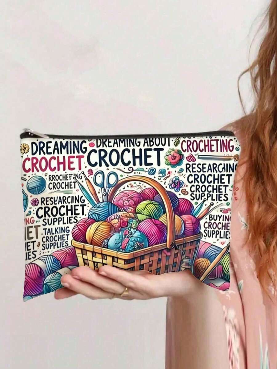1pc Sewing Pattern Design Toiletry Bag, Durable & Portable Makeup Pouch, Travel Accessories, Essentials, Gift For Best Friend Graduation - Multicolor - View 1