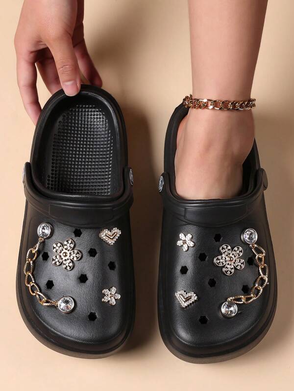 HOEASE أحذية خفيفة أنيقة حصرية، جزم بطبقة EVA وأربطة لا تنزلق، قابلة للتنفس ومريحة للحدائق والشاطئ، مزينة بتعليقات مخصصة، للاستخدام المنزلي والخارجي، لكل الفصول