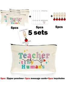 1 PEÇA/5 PEÇAS/10 PEÇAS Organizador de Maquiagem com Tema de Professor de Carta do Arco-Íris, Estilo Y2K Impressão de Letra do Arco-Íris Letra Colorida Design Engraçado Necessaire Portátil para Viagem, Bolsa de Maquiagem, Organizador de Maquiagem, Armazenamento de Maquiagem, Bolsa de Cosméticos, Bolsa de Higiene, Capacidade Grande, para Férias, Praia, Banheiro, Coleção de Quarto