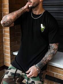 Popeye Collab Men's Casual Cartoon Print Short Sleeve Tee, Summer - Black - View 5