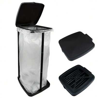 1件可折叠塑料垃圾桶 | 可调节高度便携式垃圾袋架 | 矩形非电动户外和厨房垃圾桶 | 多功能可扩展垃圾袋架