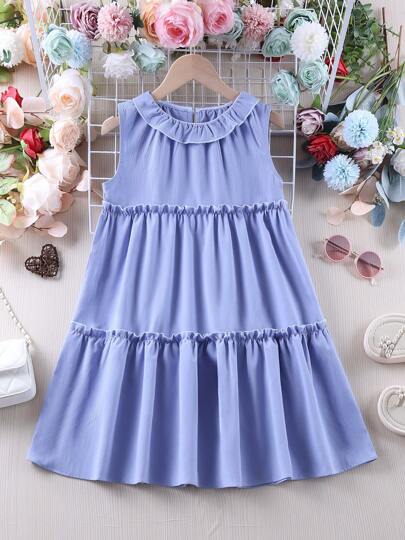 Mädchen Sommer Patchwork Lässig Kleid